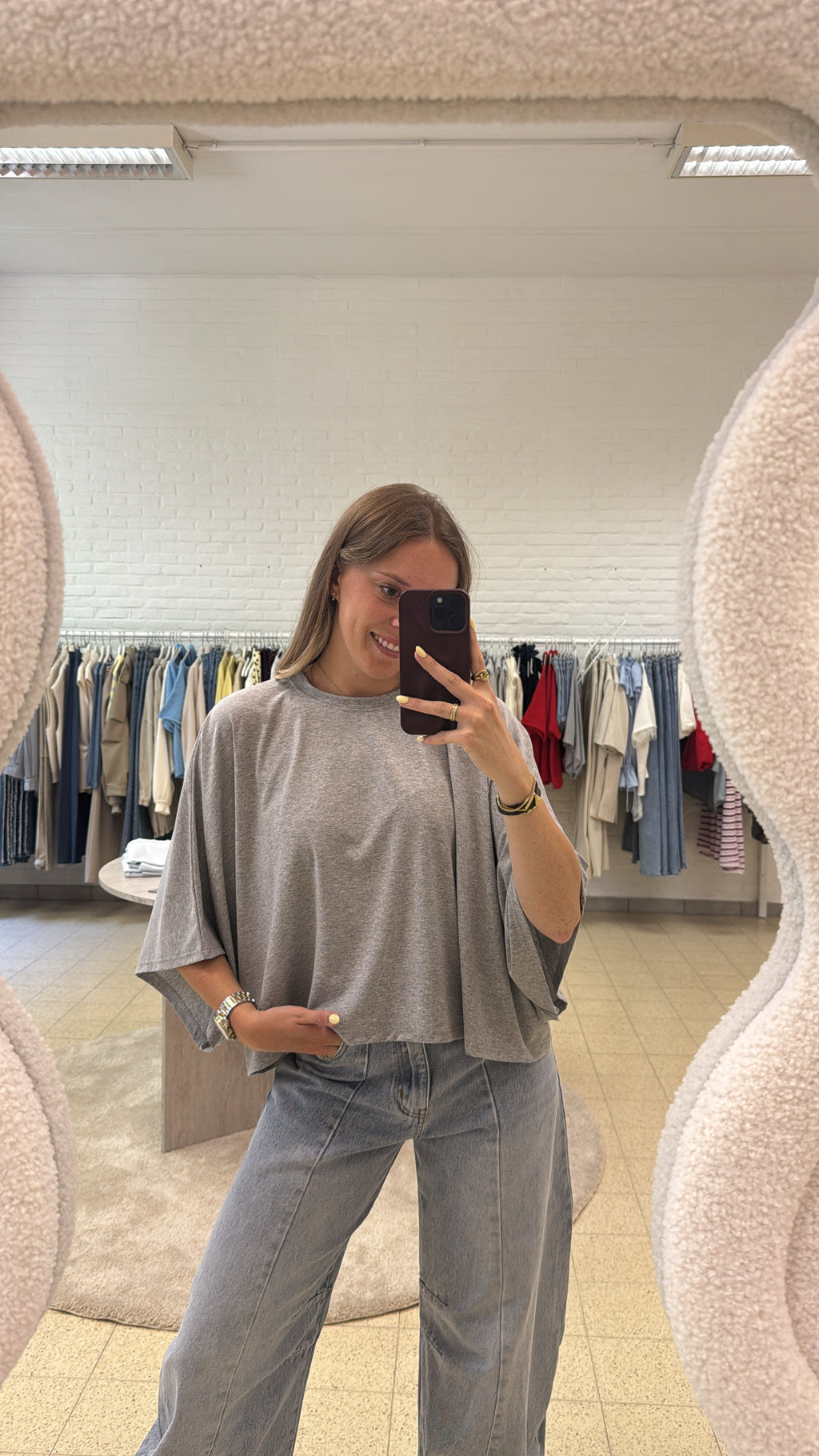 Elina top - geel/grijs/navy