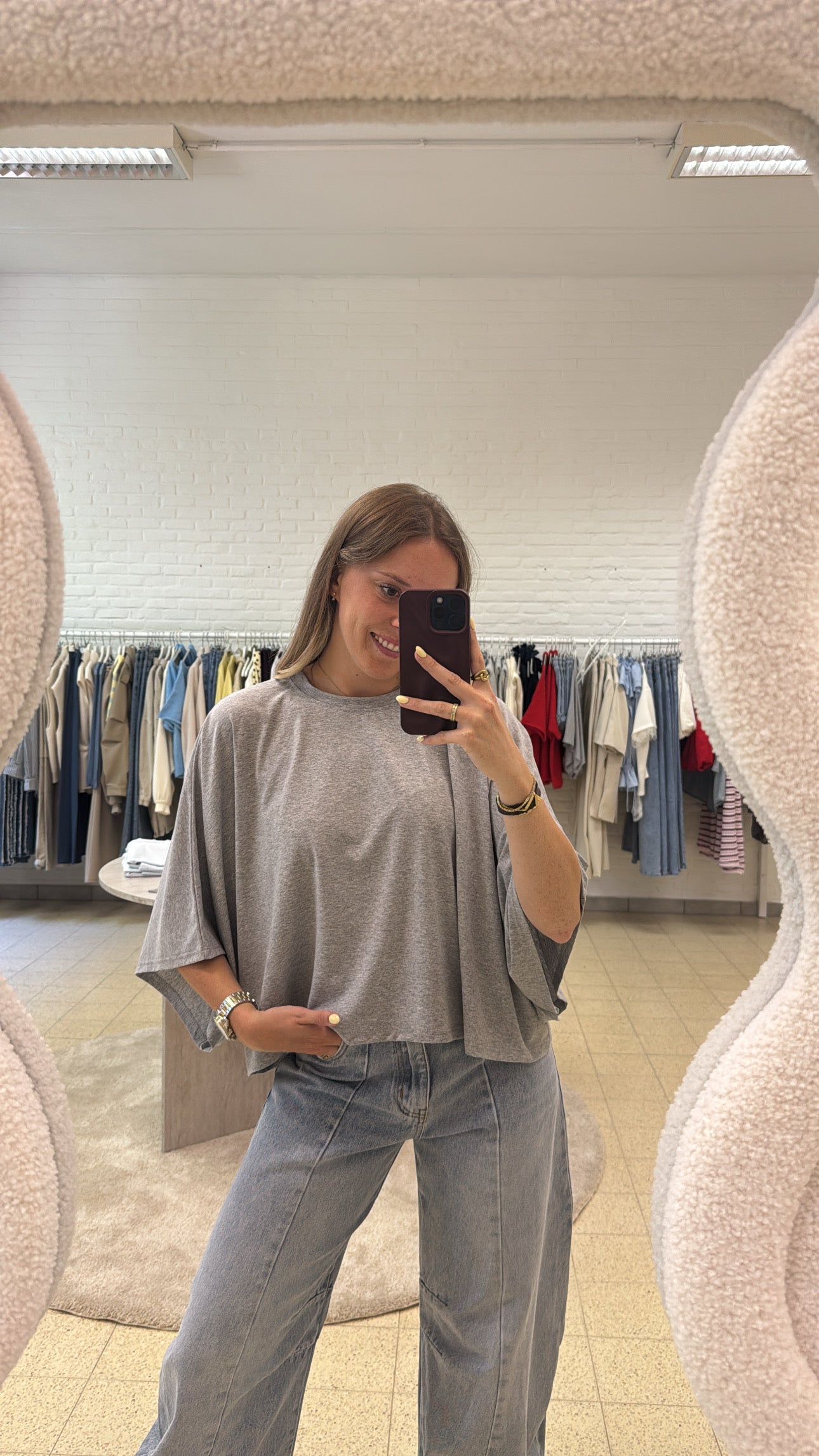 Elina top - geel/grijs/navy
