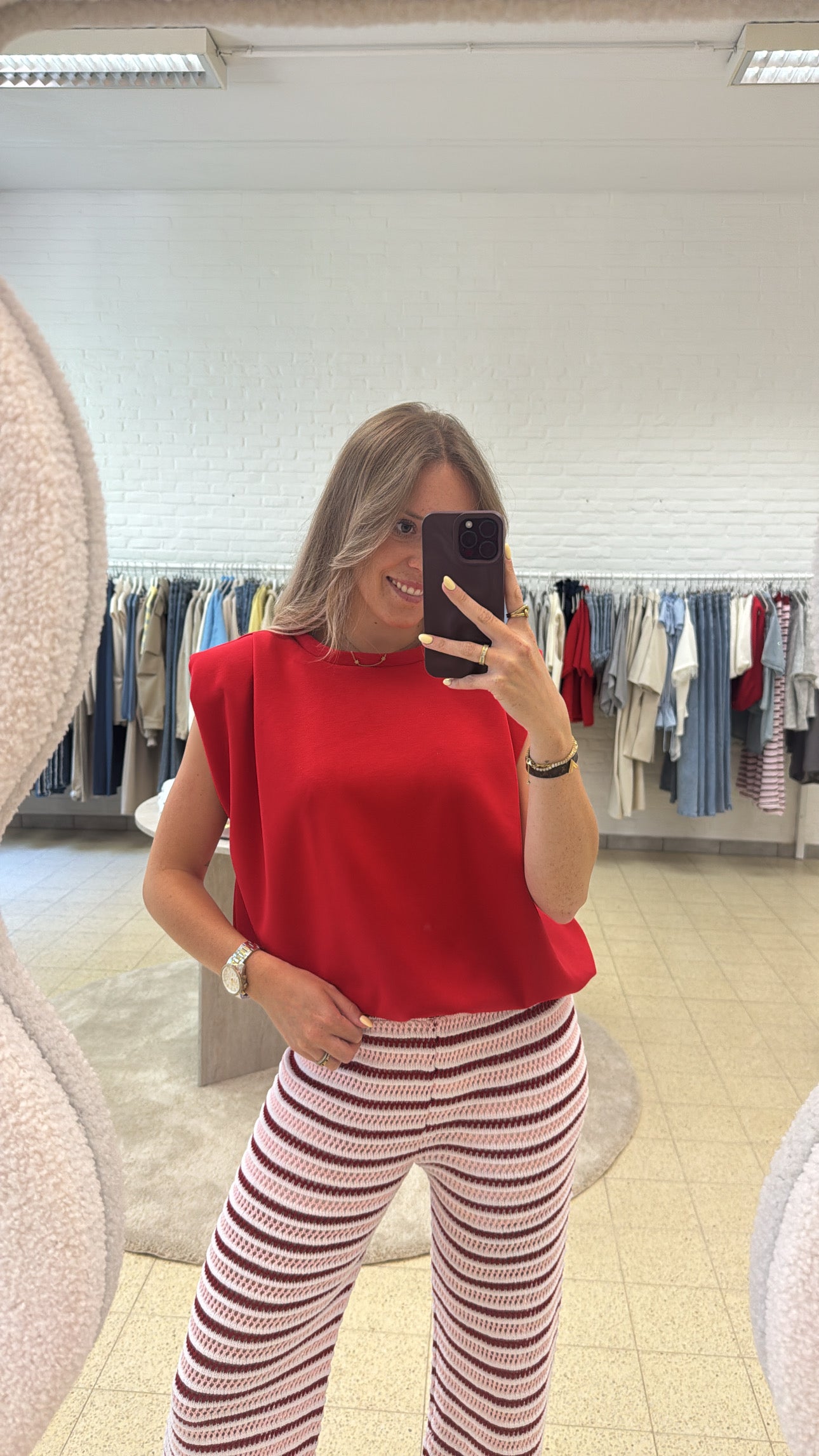Valerie top - rood/grijs