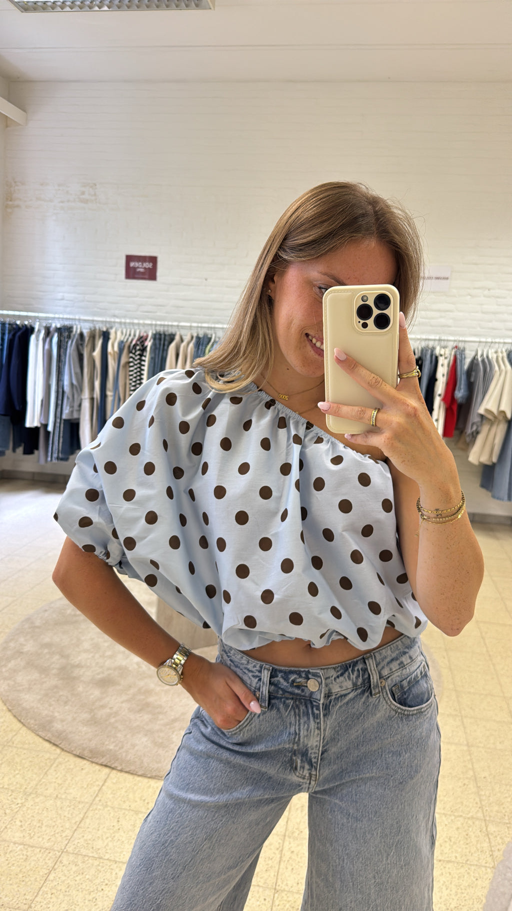 Juliette top - bruin / blauw / wit