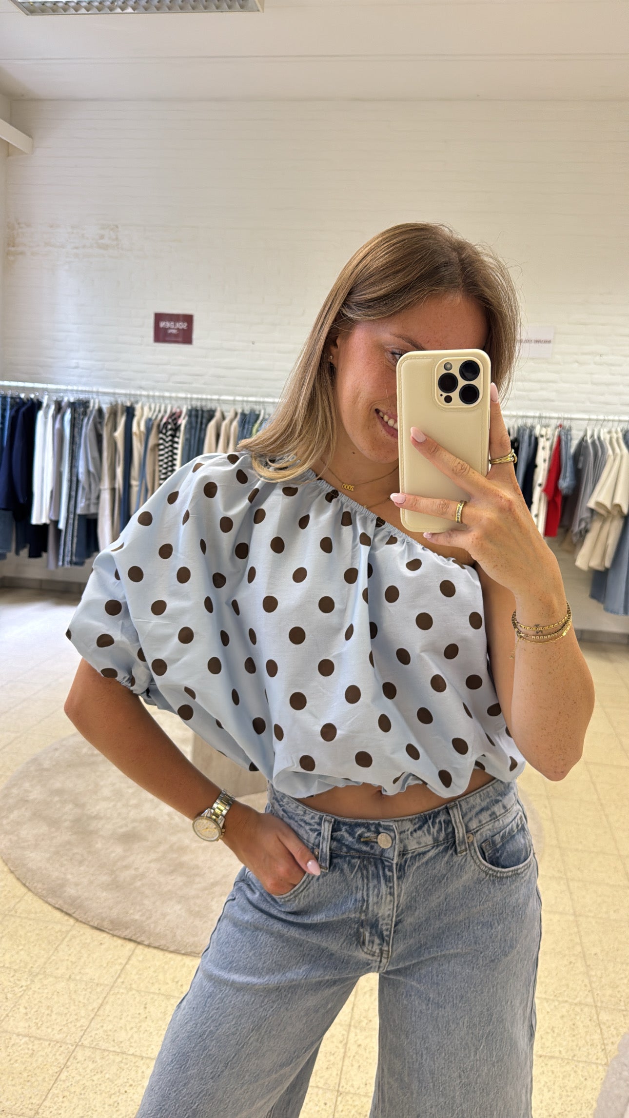 Juliette top - bruin / blauw / wit