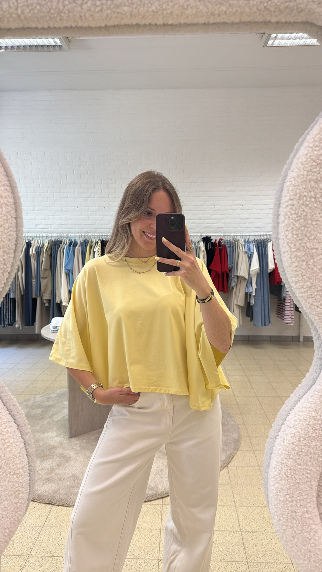 Elina top - geel/grijs/navy