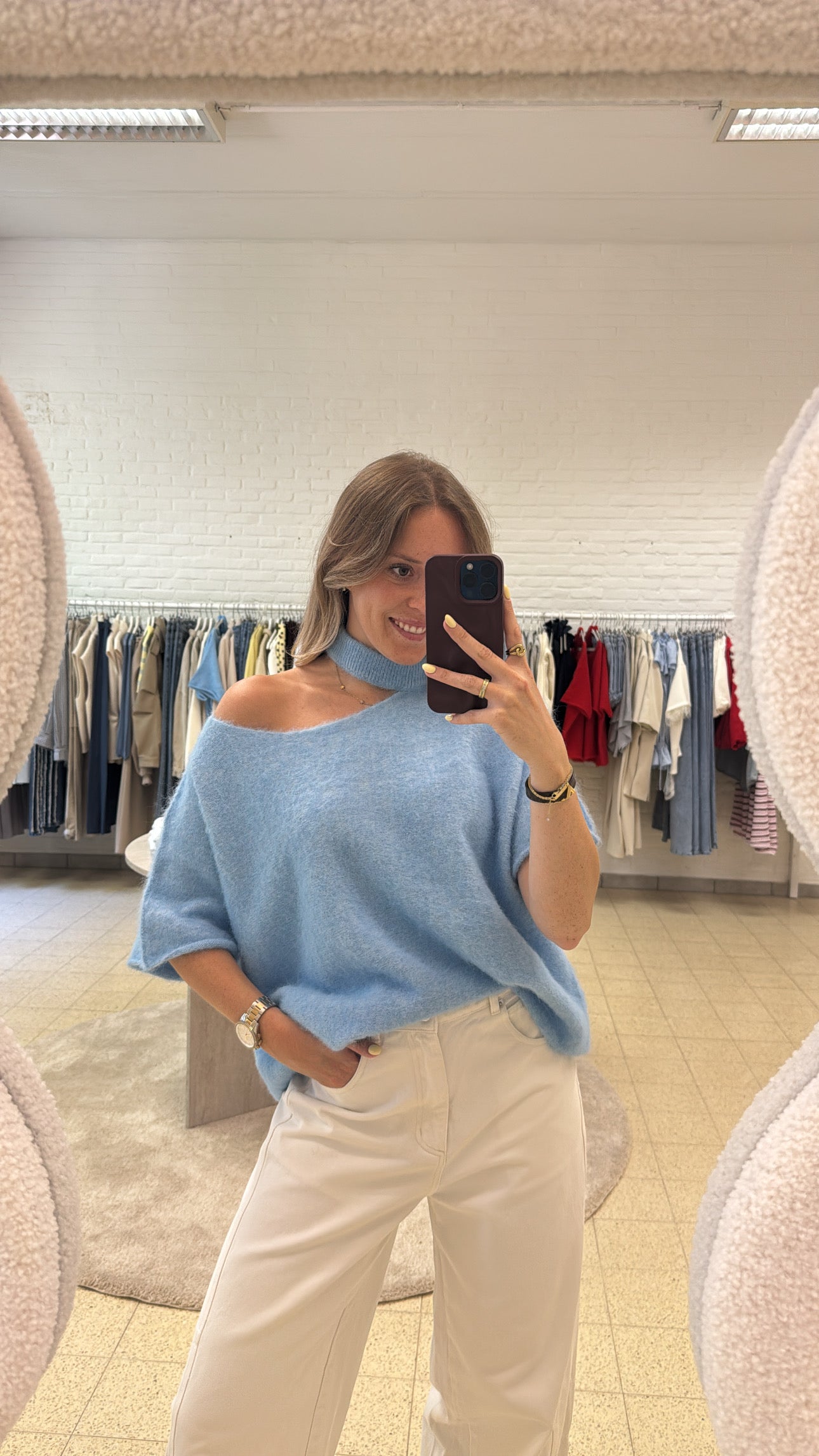 Velora trui - rood/blauw/grijs