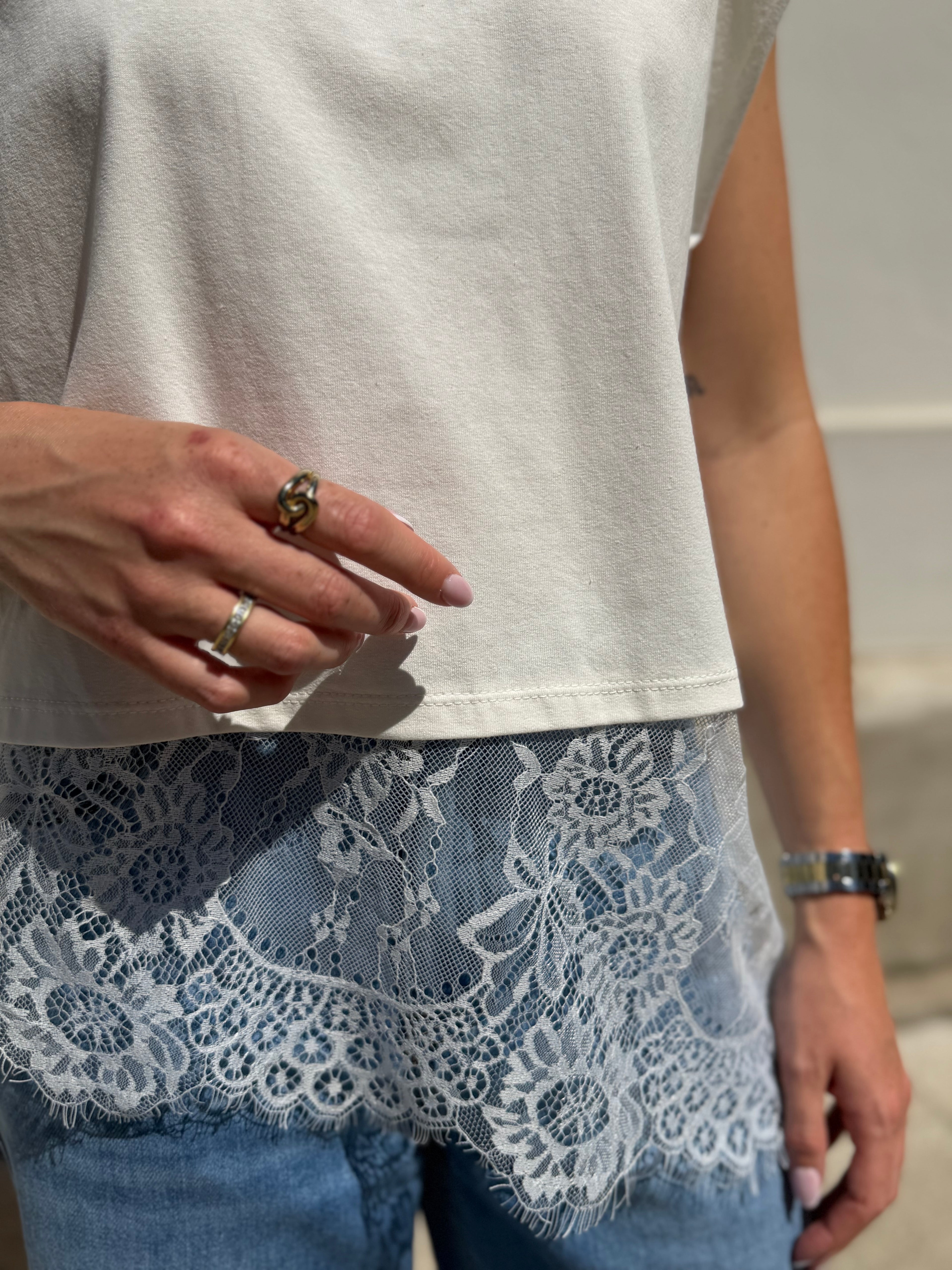 Zoë lace top - Wit / Zwart