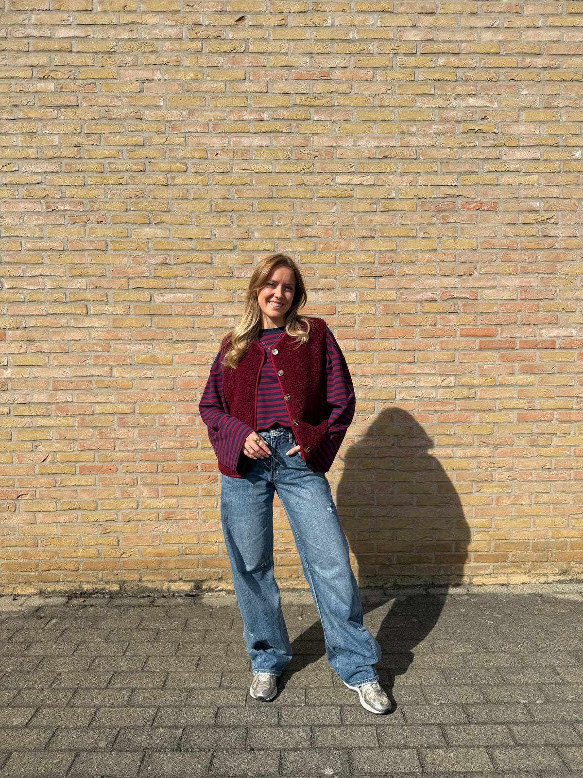 Zoë teddy vest - Grijs / Bordeaux / Kaki