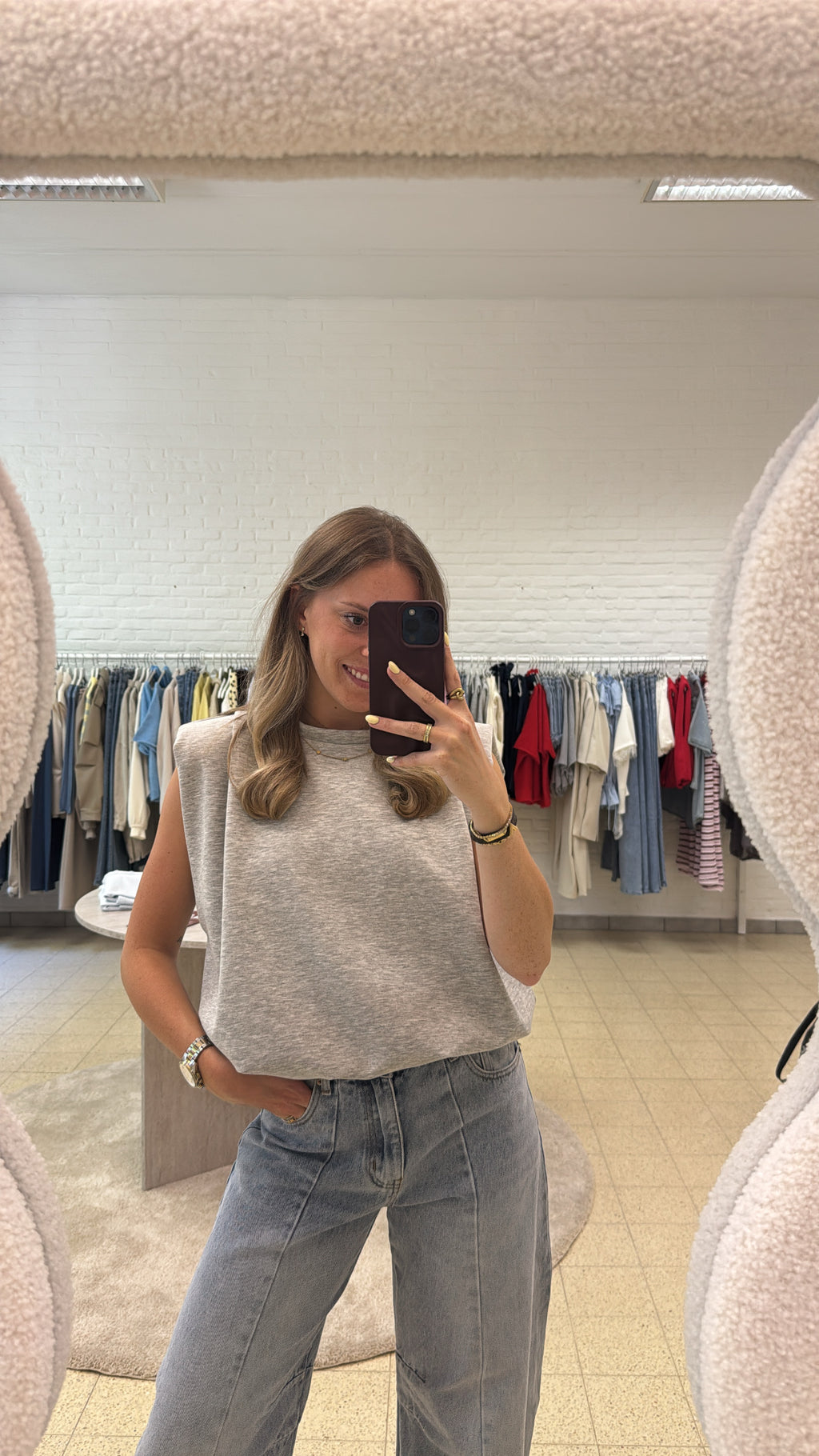 Valerie top - rood/grijs