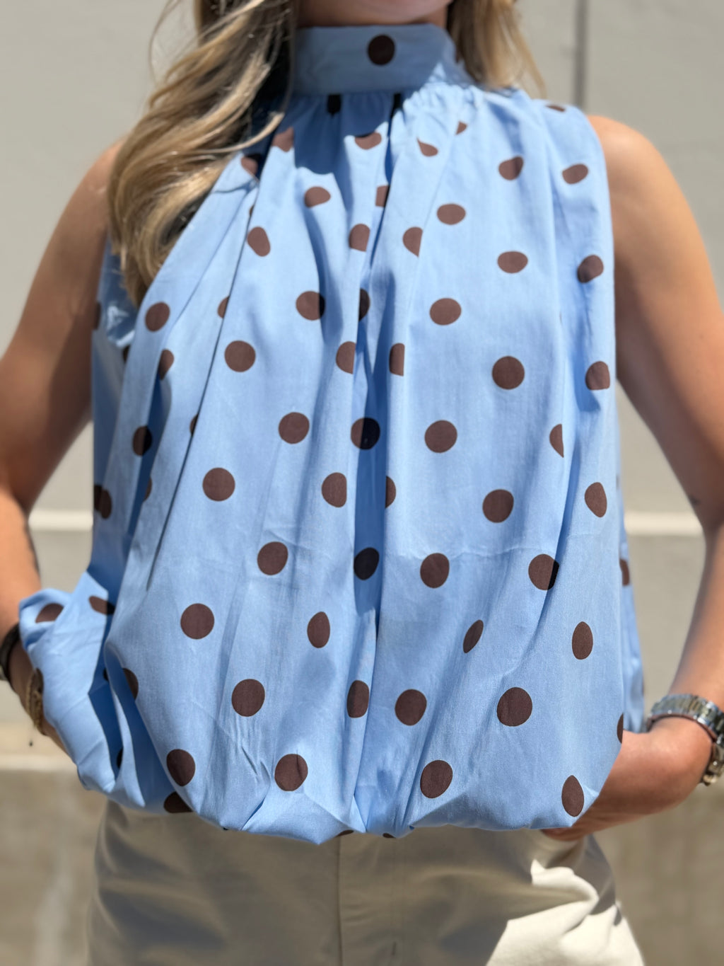 Nola dot top - Roze / Blauw