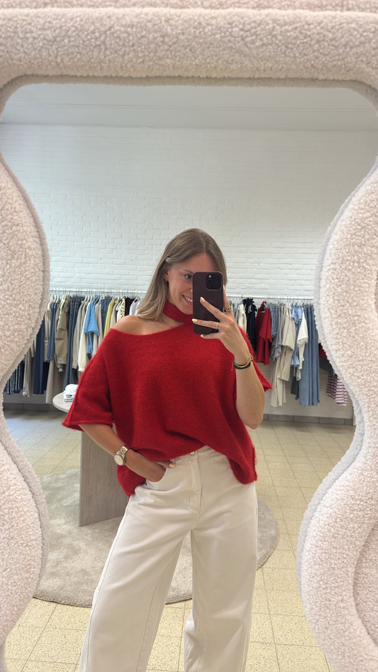 Velora trui - rood/blauw/grijs