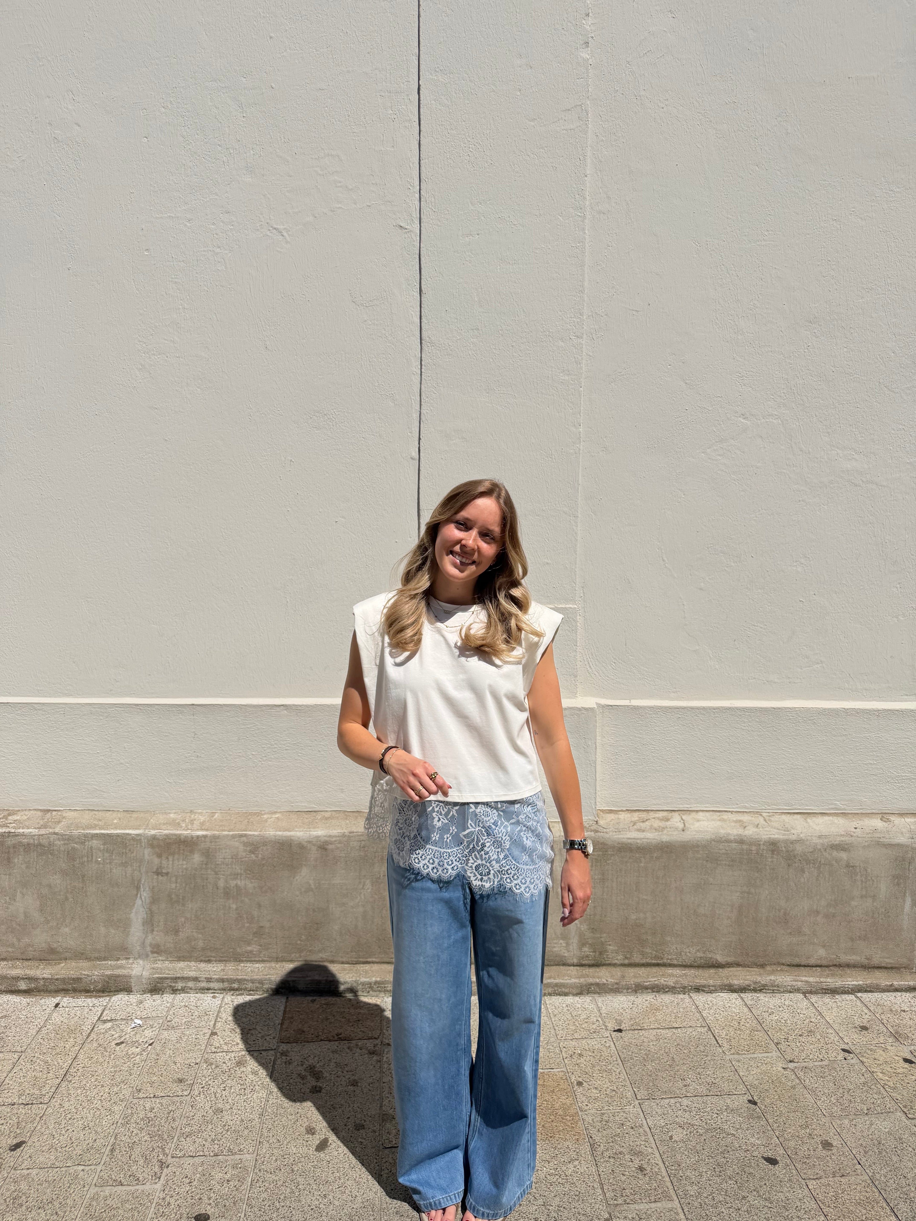 Zoë lace top - Wit / Zwart