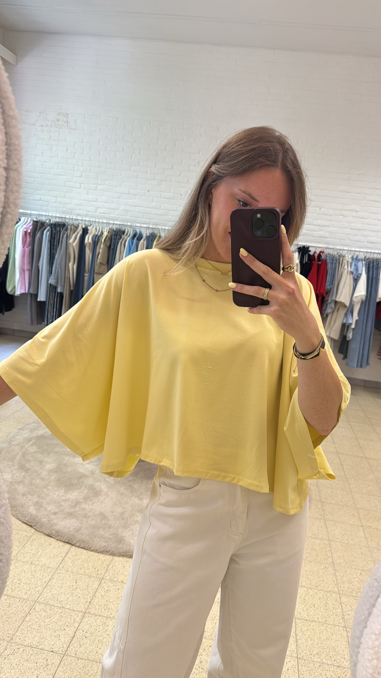 Elina top - geel/grijs/navy