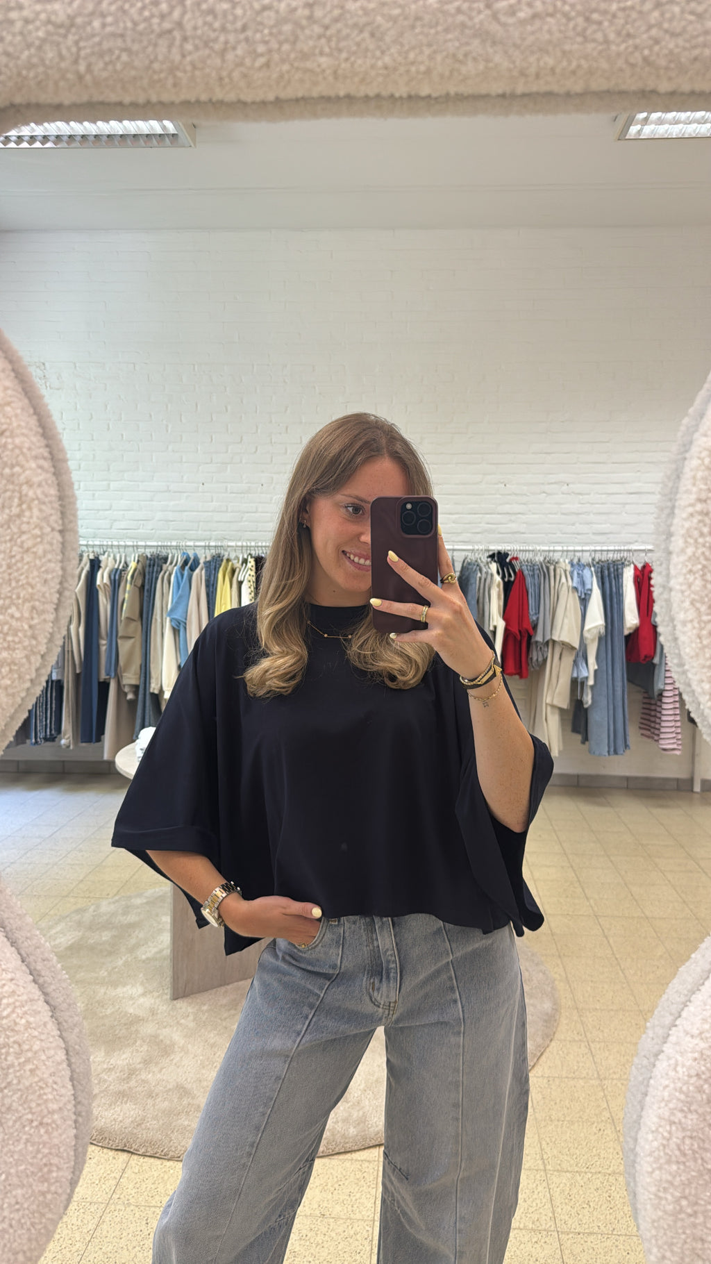 Elina top - geel/grijs/navy