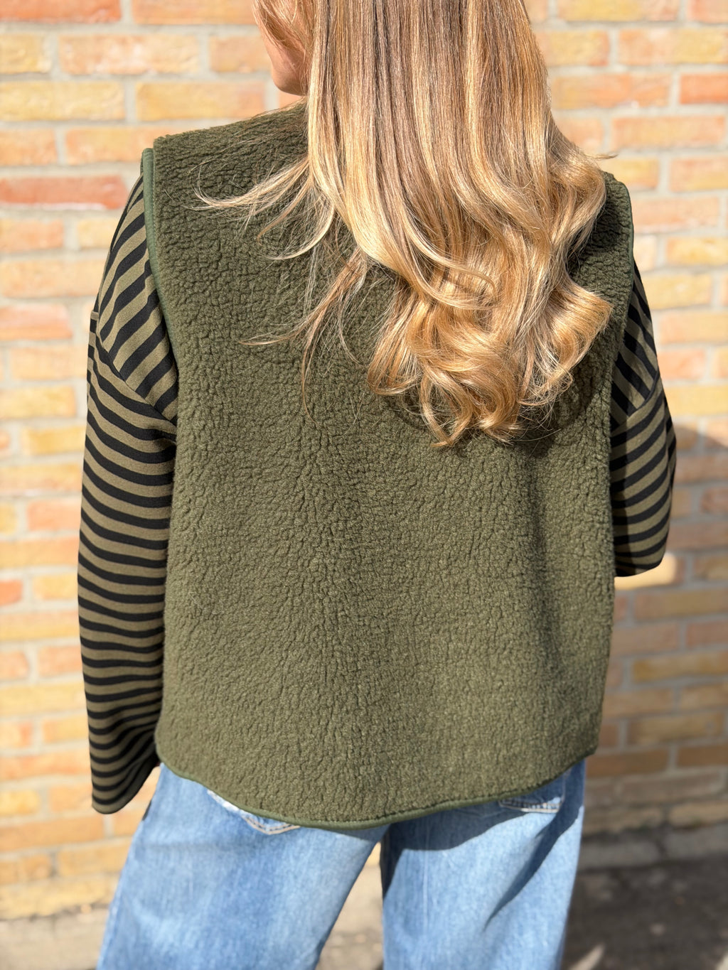 Zoë teddy vest - Grijs / Bordeaux / Kaki