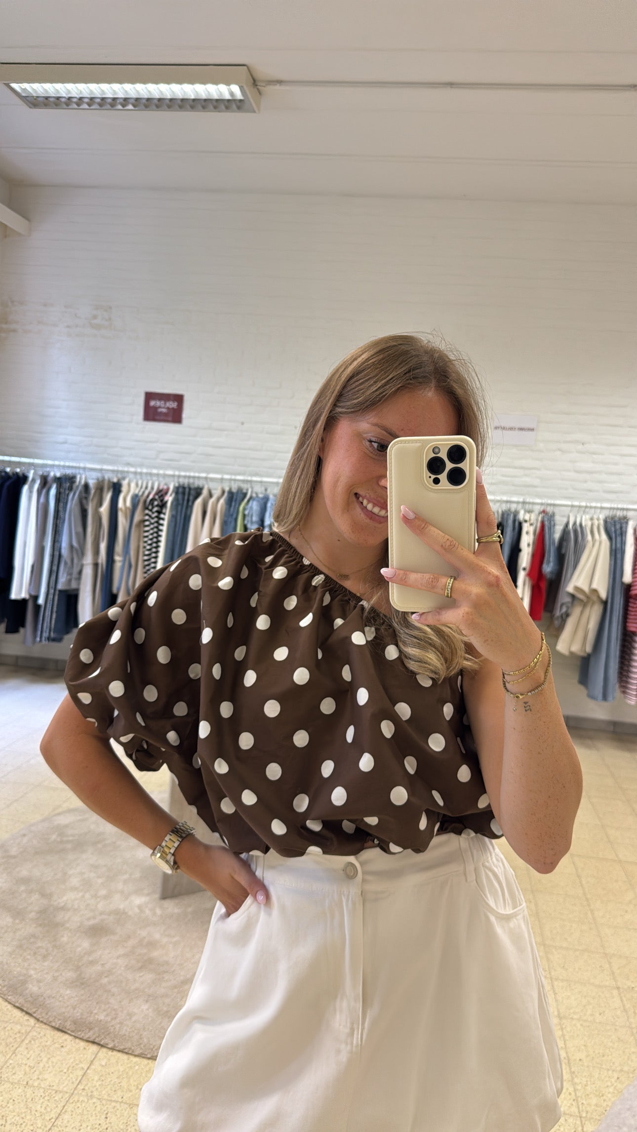 Juliette top - bruin / blauw / wit