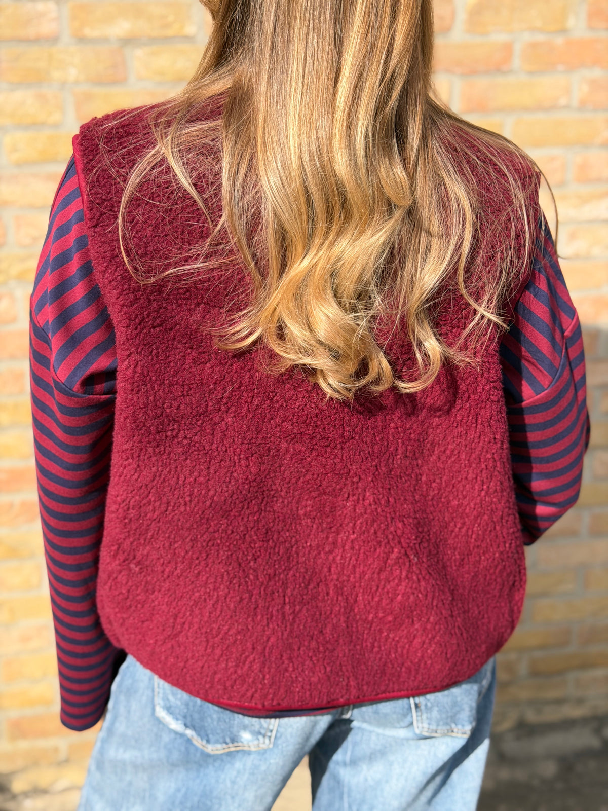 Zoë teddy vest - Grijs / Bordeaux / Kaki
