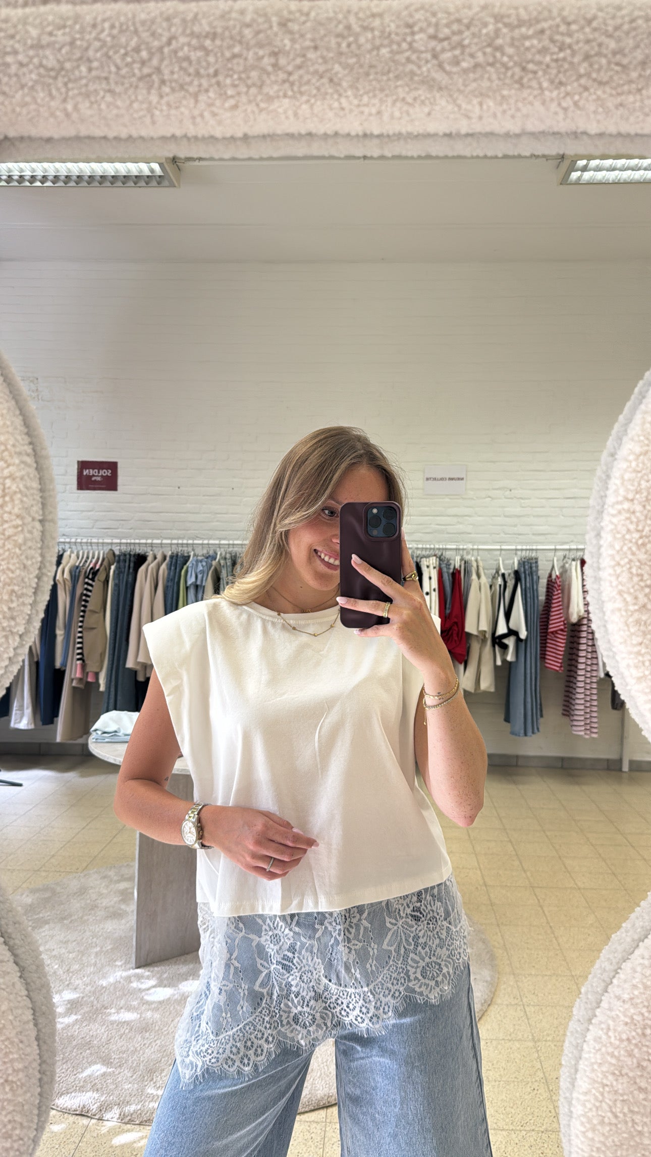 Zoë lace top - Wit / Zwart