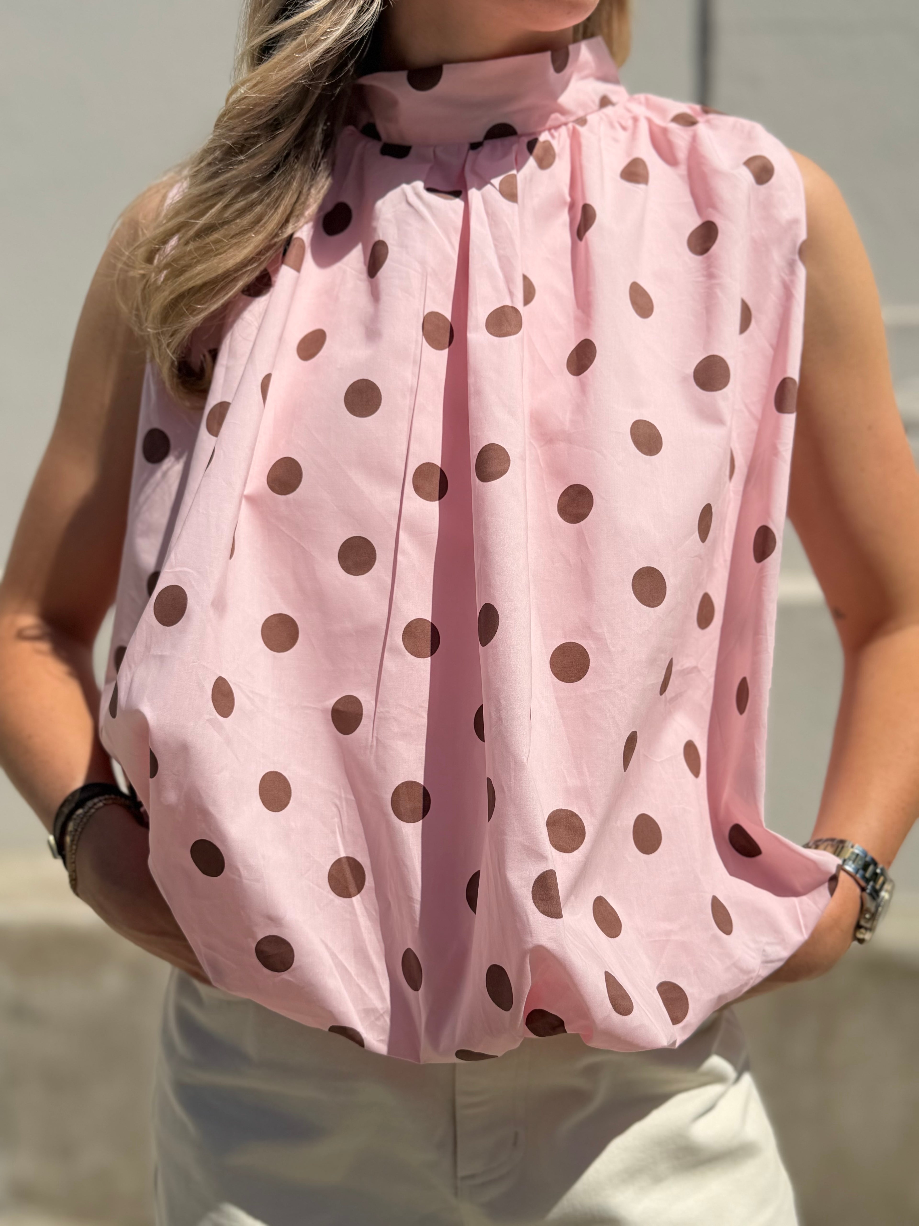 Nola dot top - Roze / Blauw