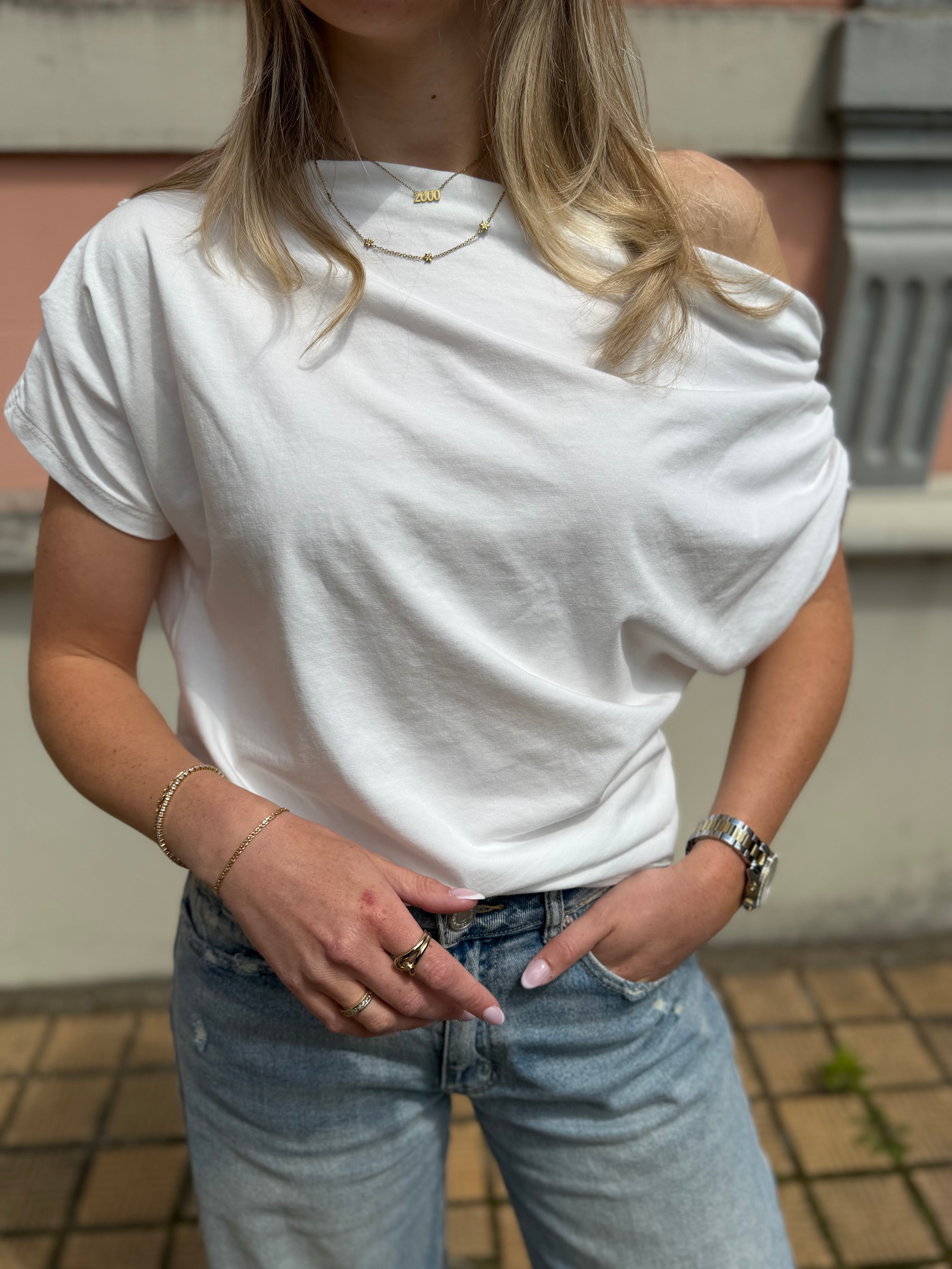 Ava top - Navy / Wit / Geel