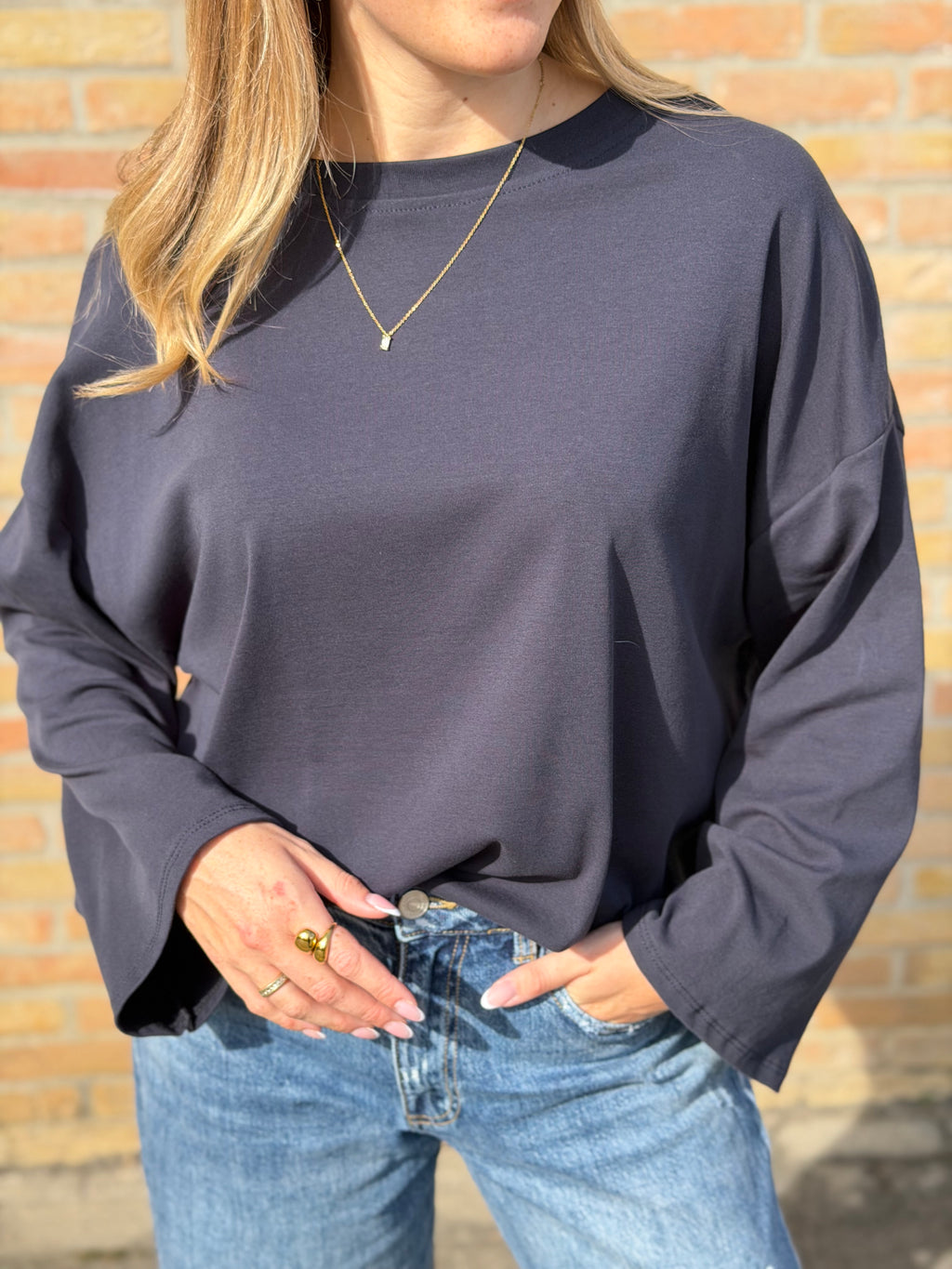 Romy T-shirt - Bruin / Navy