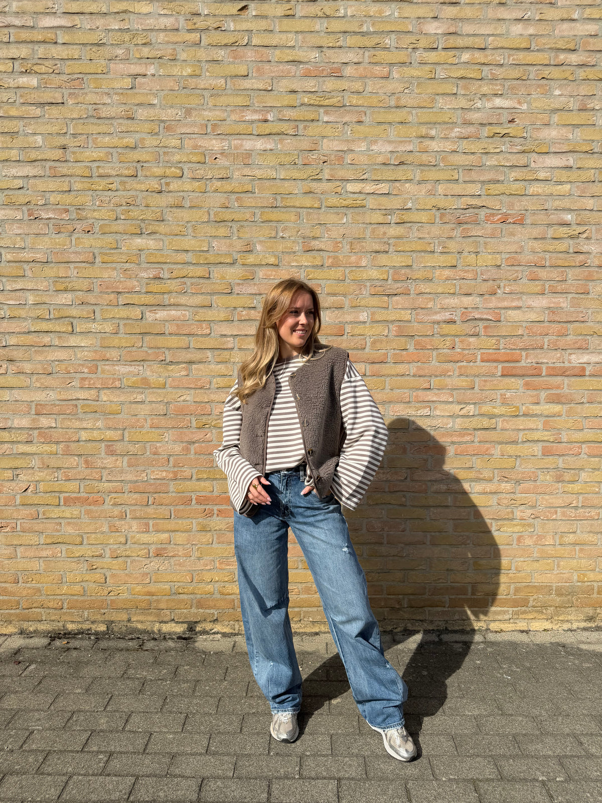 Zoë teddy vest - Grijs / Bordeaux / Kaki