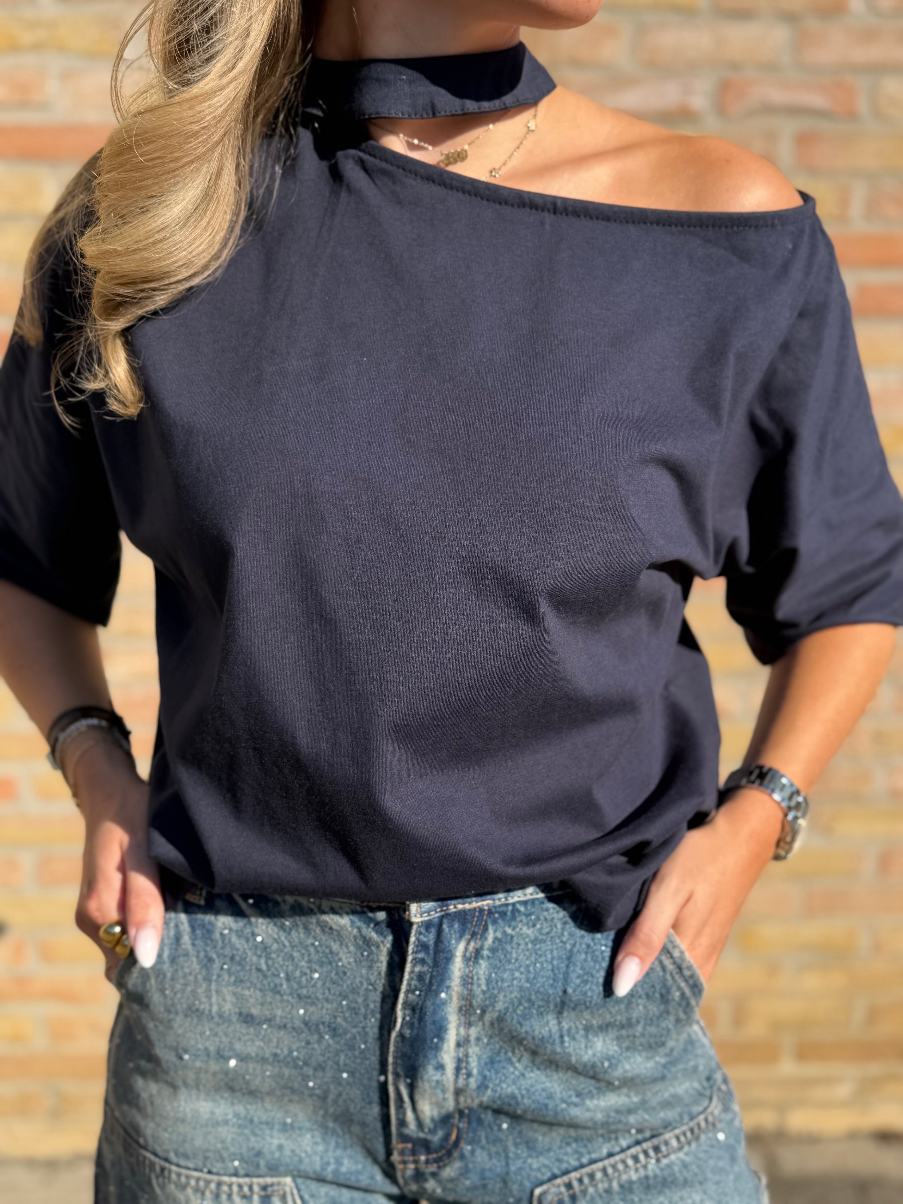Celia t-shirt - bruin / navy