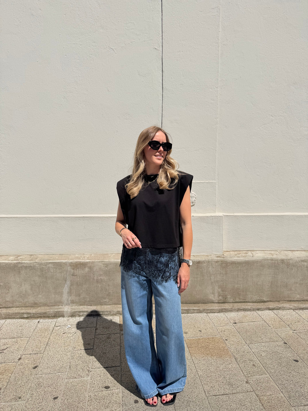 Zoë lace top - Wit / Zwart