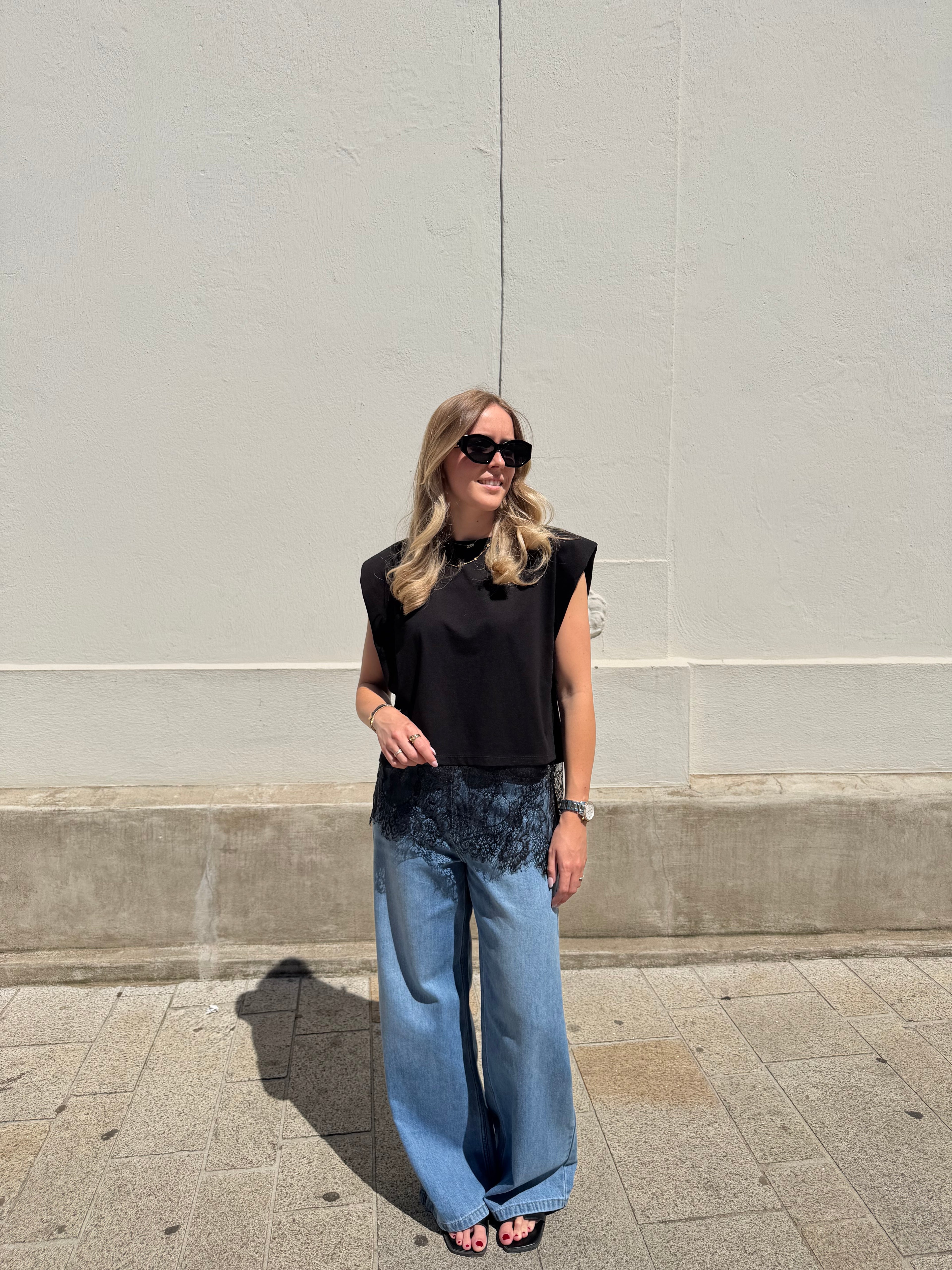 Zoë lace top - Wit / Zwart