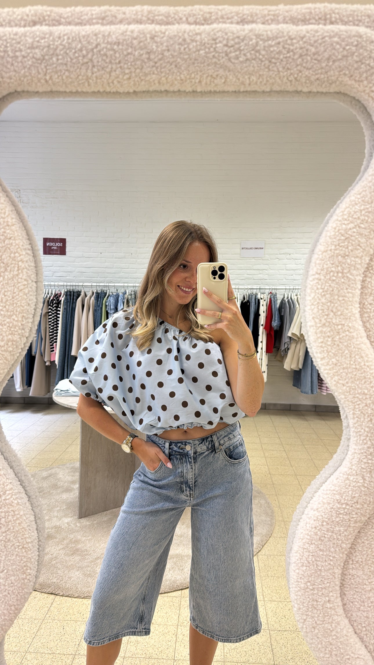 Juliette top - bruin / blauw / wit