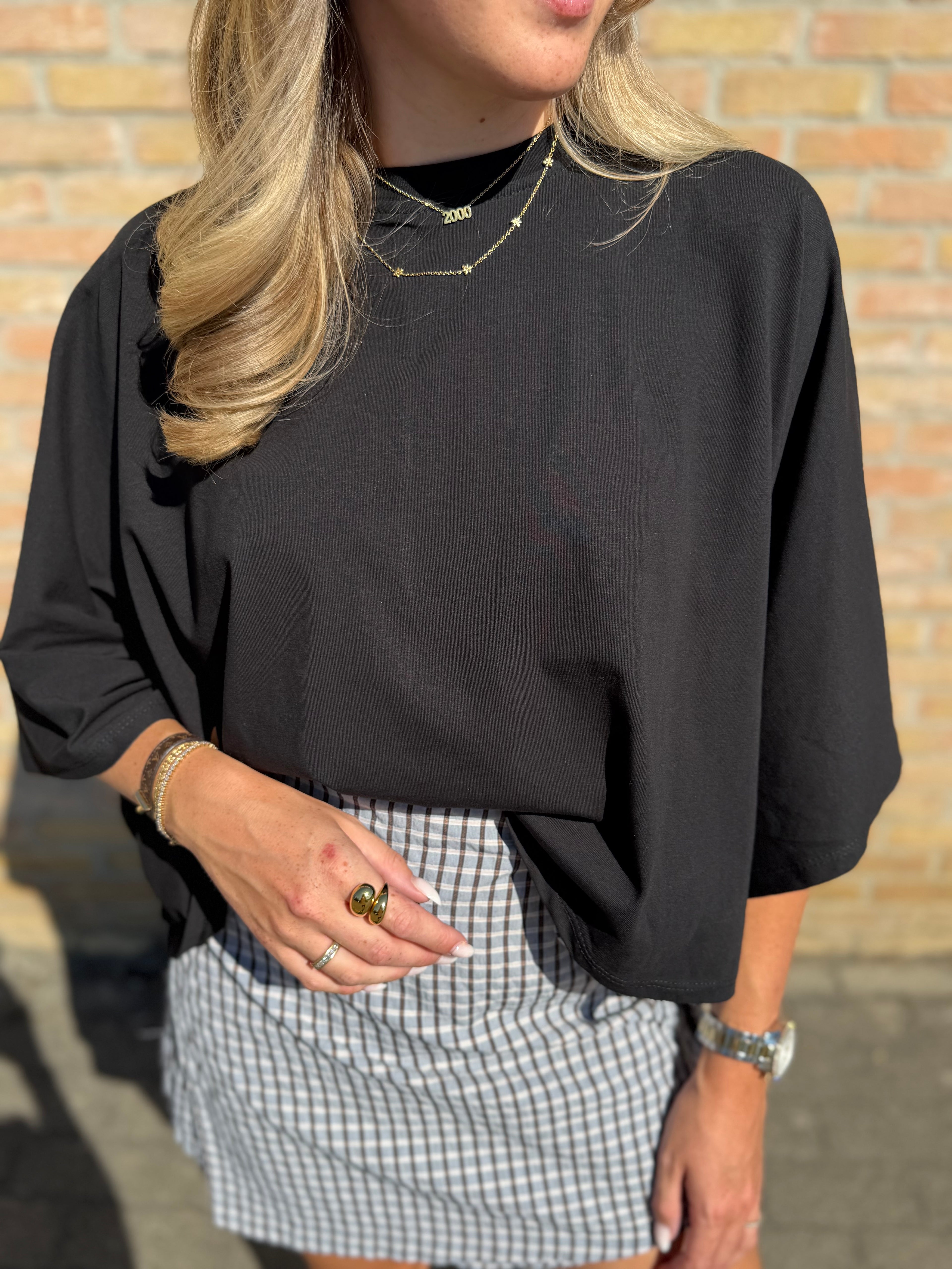 Elina top - grijs / zwart