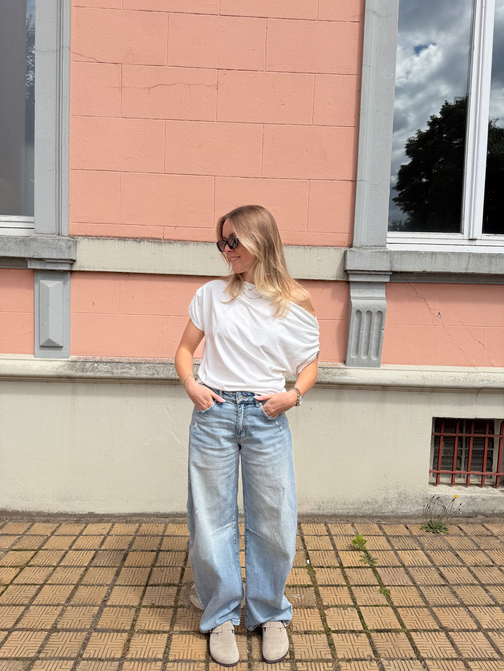 Ava top - Navy / Wit / Geel