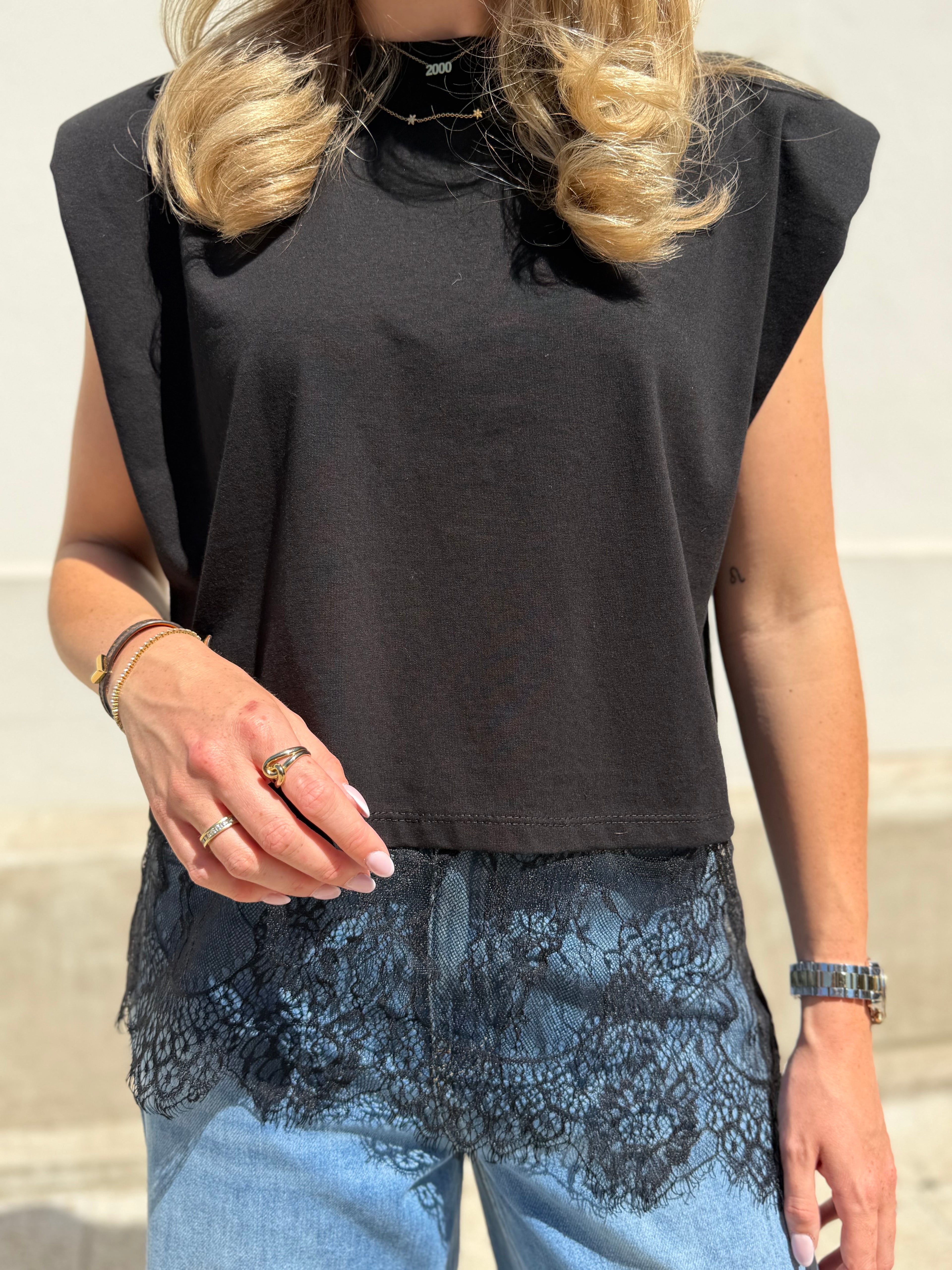 Zoë lace top - Wit / Zwart